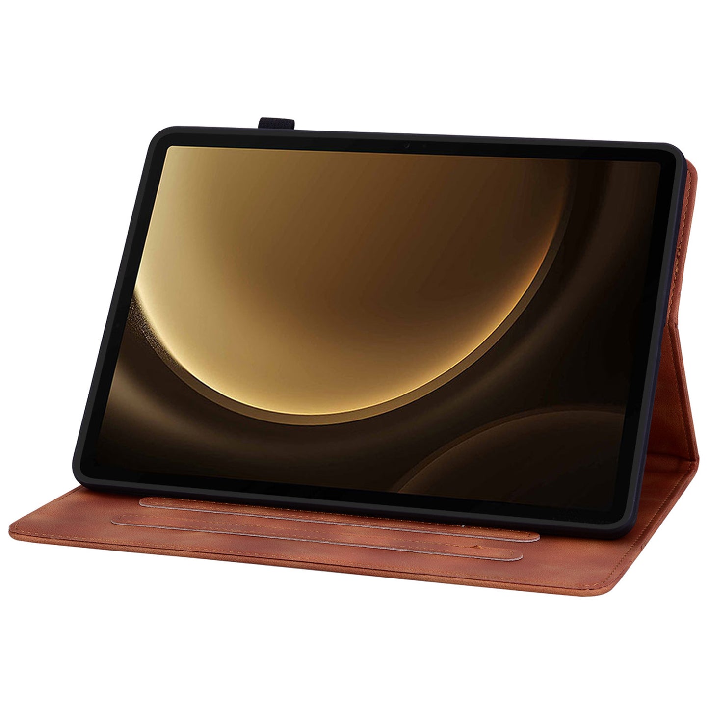 For Samsung Galaxy Tab S10+ / S9+ / S9 FE+ Card Slots Case Lily Flower Imprint PU Leather Tablet Cover - Brown