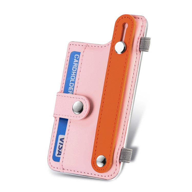 Phone Card Holder Wristband Kickstand PU Leather Phone Card Bag - Pink