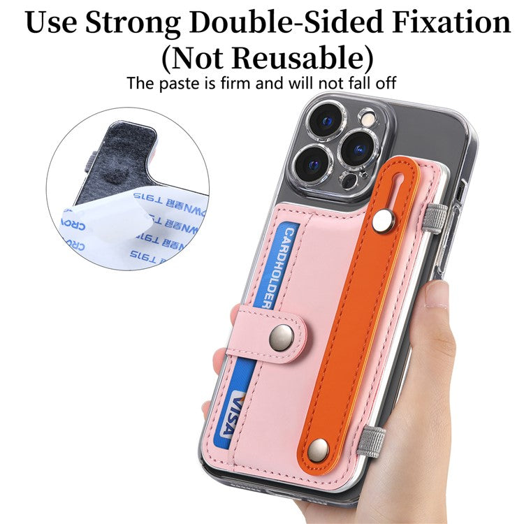 Phone Card Holder Wristband Kickstand PU Leather Phone Card Bag - Pink