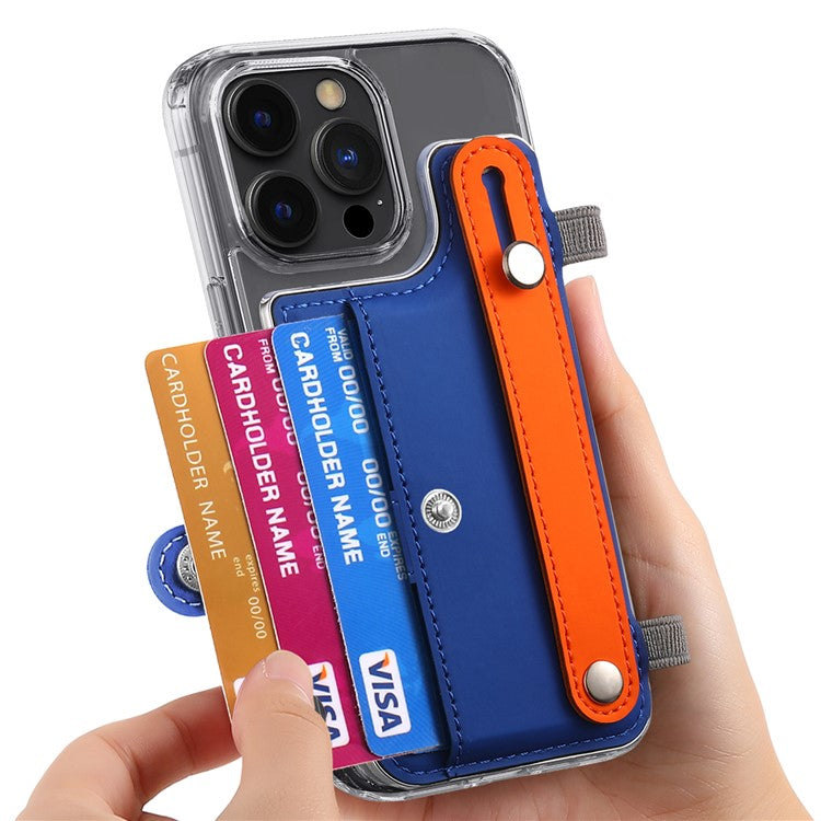 Phone Card Holder Wristband Kickstand PU Leather Phone Card Bag - Sapphire