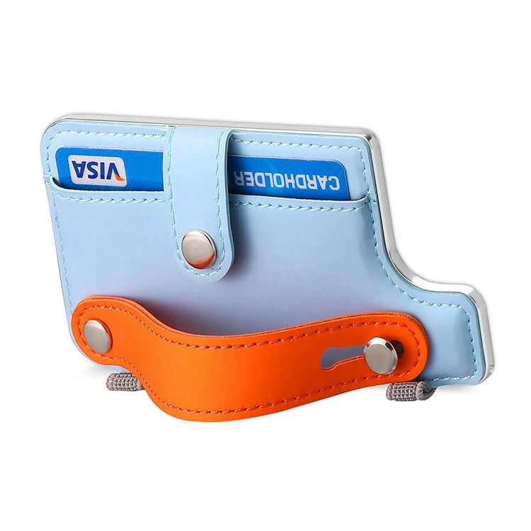 Phone Card Holder Wristband Kickstand PU Leather Phone Card Bag - Baby Blue