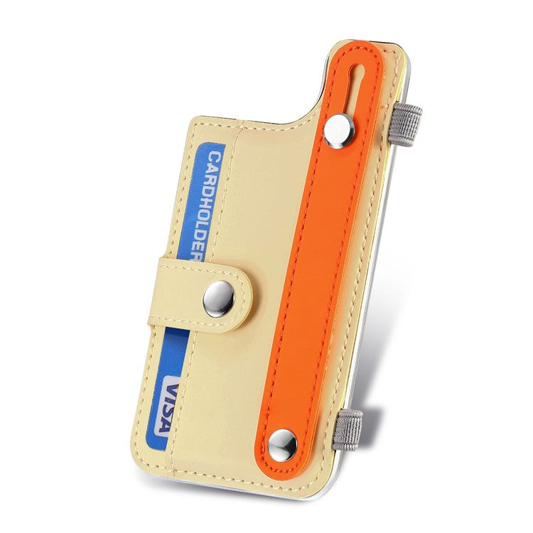 Phone Card Holder Wristband Kickstand PU Leather Phone Card Bag - Yellow