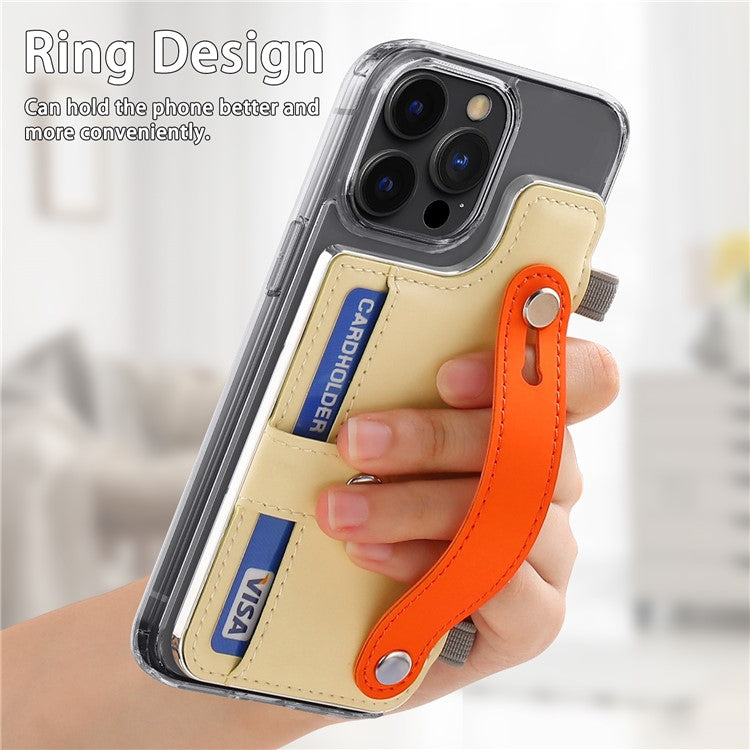 Phone Card Holder Wristband Kickstand PU Leather Phone Card Bag - Yellow