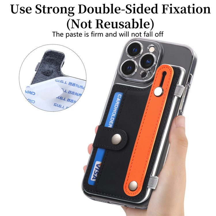 Phone Card Holder Wristband Kickstand PU Leather Phone Card Bag - Black