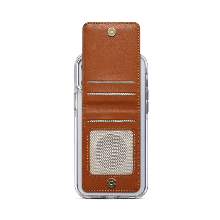 Adhesive Card Holder for Smart Phones Leather Card Bag with RFID Blocking, Kickstand - Brown