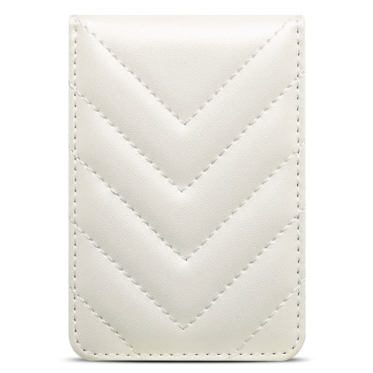 Adhesive Card Holder for Smart Phones Leather Card Bag with RFID Blocking, Kickstand - White