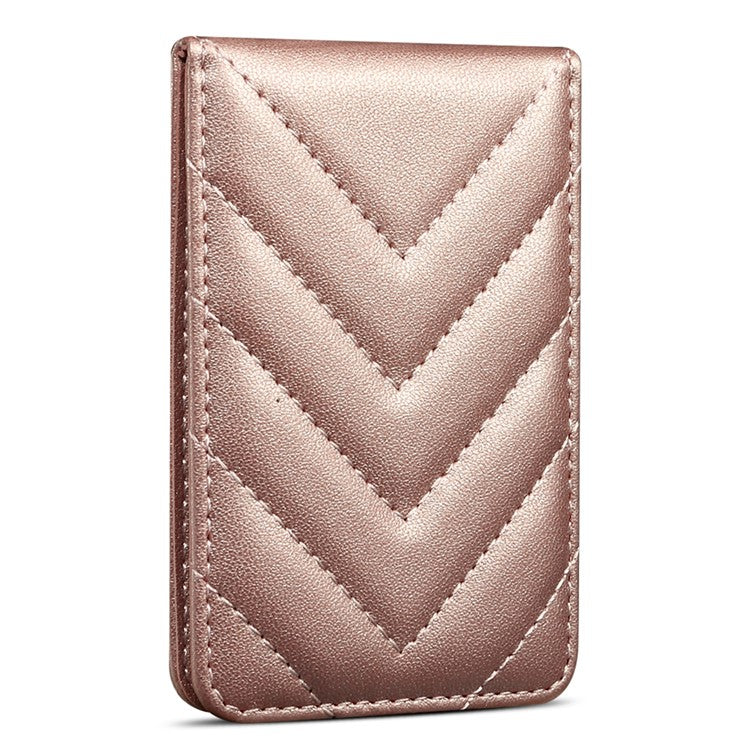 Adhesive Card Holder for Smart Phones Leather Card Bag with RFID Blocking, Kickstand - Rose Gold