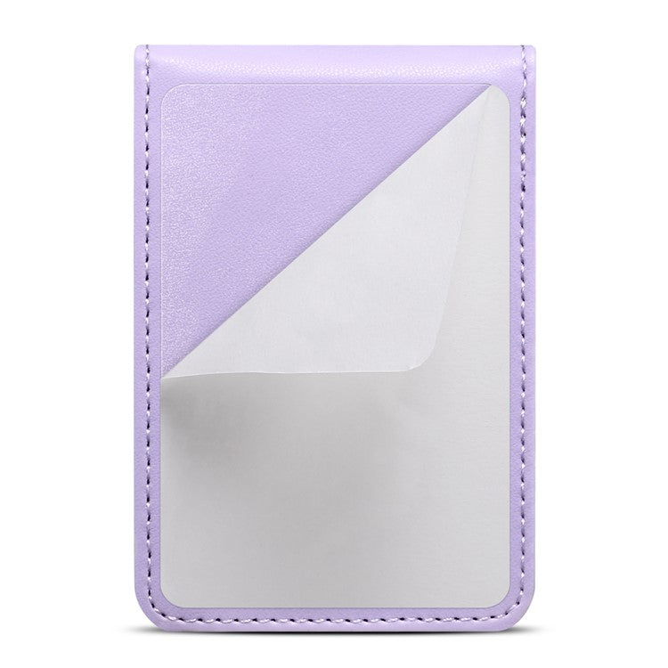 Adhesive Card Holder for Smart Phones Leather Card Bag with RFID Blocking, Kickstand - Purple