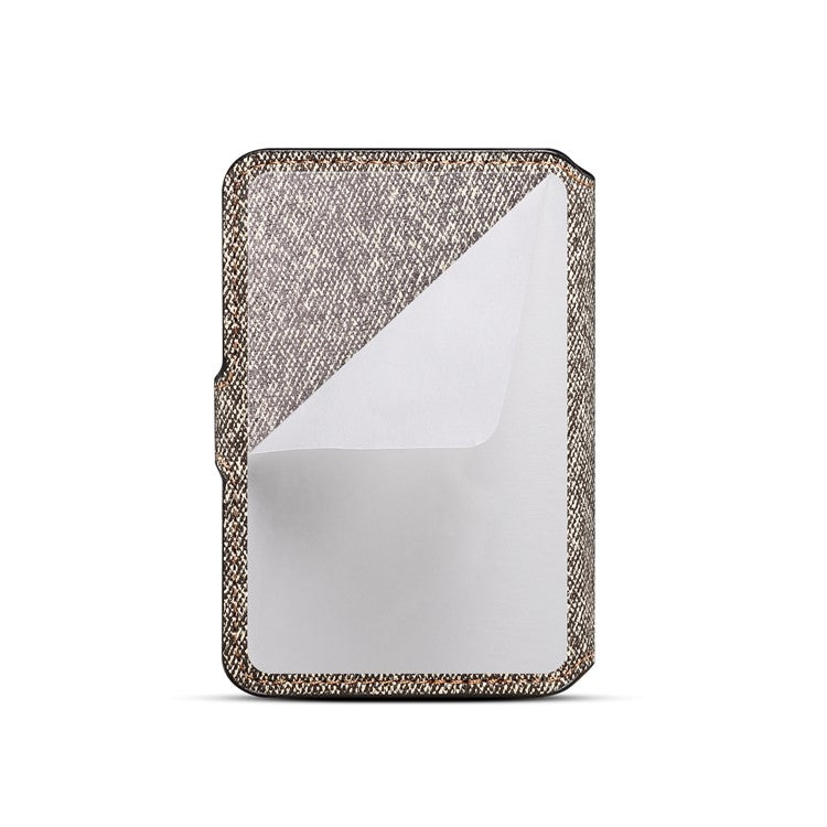 Color Matching Adhesive Card Holder for Mobile Phones Leather Card Bag with Kickstand - Grey