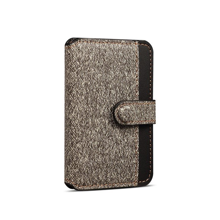 Color Matching Adhesive Card Holder for Mobile Phones Leather Card Bag with Kickstand - Grey