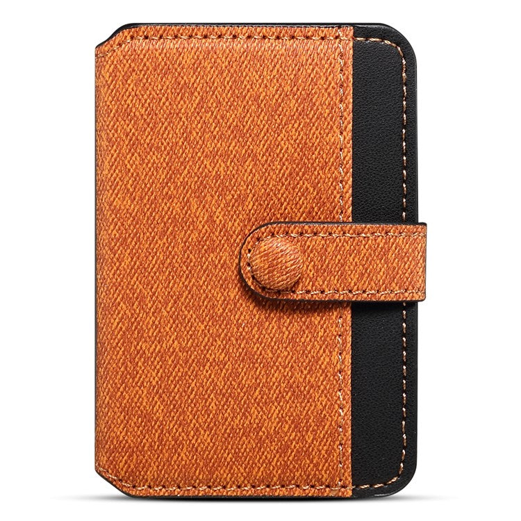 Color Matching Adhesive Card Holder for Mobile Phones Leather Card Bag with Kickstand - Brown