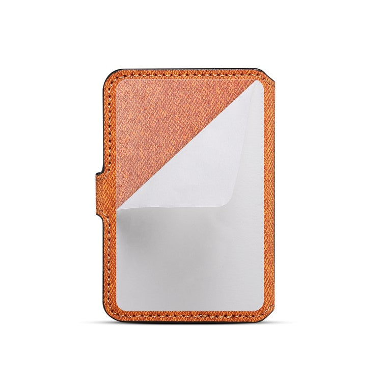 Color Matching Adhesive Card Holder for Mobile Phones Leather Card Bag with Kickstand - Brown