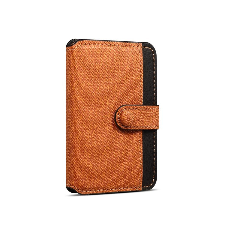 Color Matching Adhesive Card Holder for Mobile Phones Leather Card Bag with Kickstand - Brown