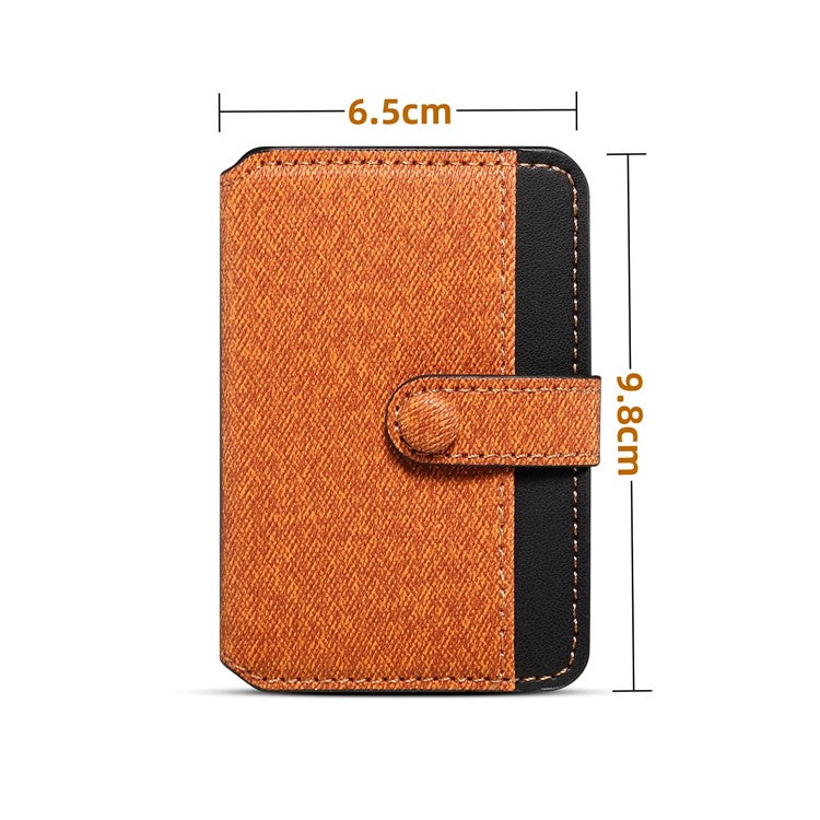 Color Matching Adhesive Card Holder for Mobile Phones Leather Card Bag with Kickstand - Brown