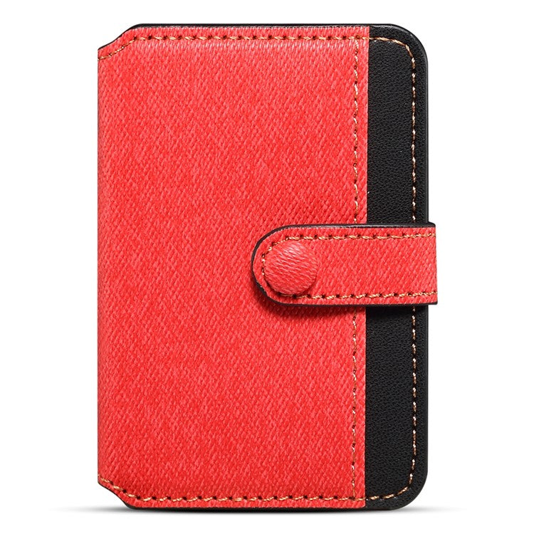 Color Matching Adhesive Card Holder for Mobile Phones Leather Card Bag with Kickstand - Red