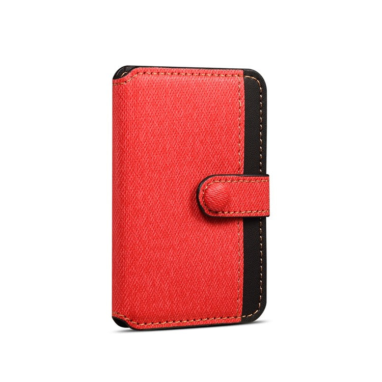 Color Matching Adhesive Card Holder for Mobile Phones Leather Card Bag with Kickstand - Red