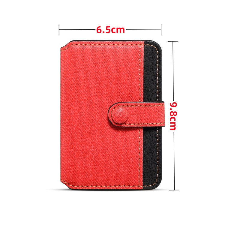 Color Matching Adhesive Card Holder for Mobile Phones Leather Card Bag with Kickstand - Red