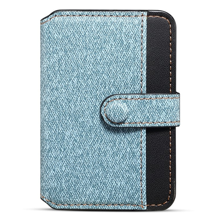 Color Matching Adhesive Card Holder for Mobile Phones Leather Card Bag with Kickstand - Blue