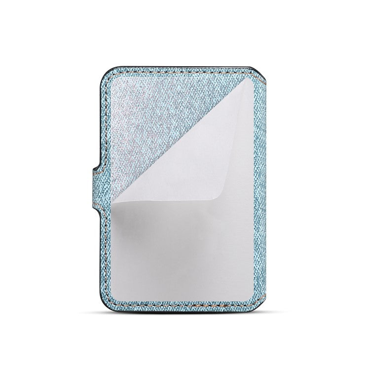 Color Matching Adhesive Card Holder for Mobile Phones Leather Card Bag with Kickstand - Blue