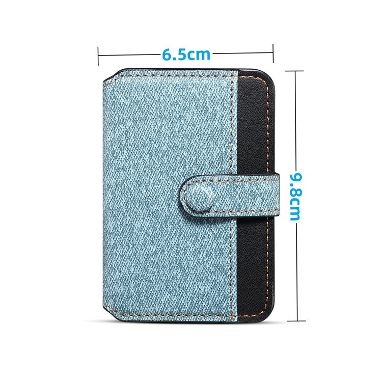 Color Matching Adhesive Card Holder for Mobile Phones Leather Card Bag with Kickstand - Blue
