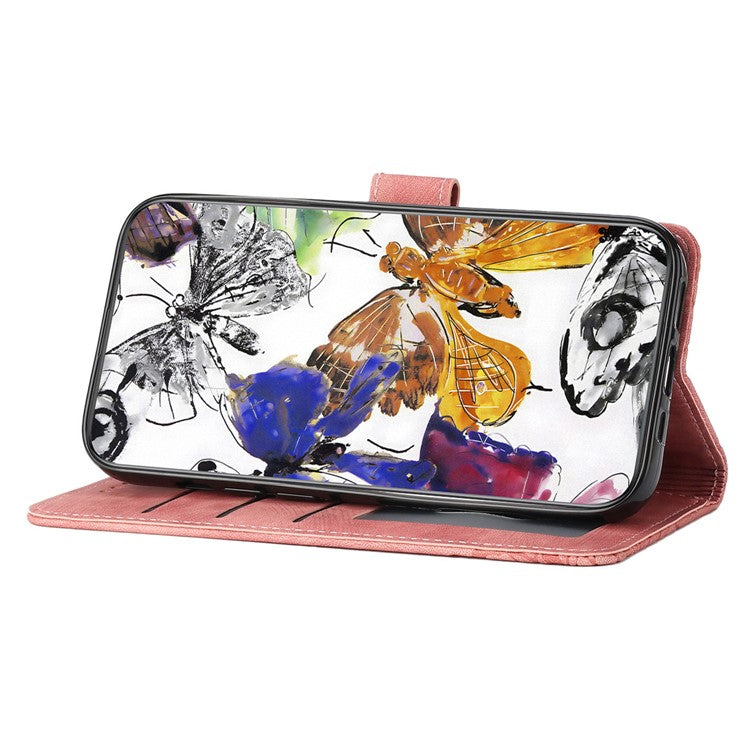 For OnePlus 13 Case Butterfly Design Flip Wallet Leather Phone Cover Skin-Touch - Pink