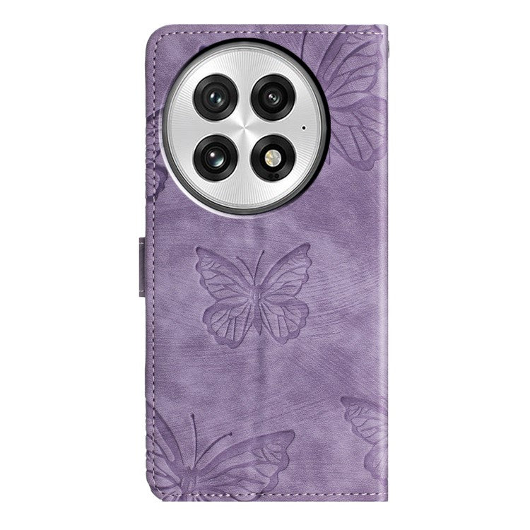 For OnePlus 13 Case Butterfly Design Flip Wallet Leather Phone Cover Skin-Touch - Purple