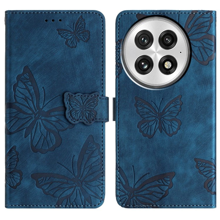 For OnePlus 13 Case Butterfly Design Flip Wallet Leather Phone Cover Skin-Touch - Blue