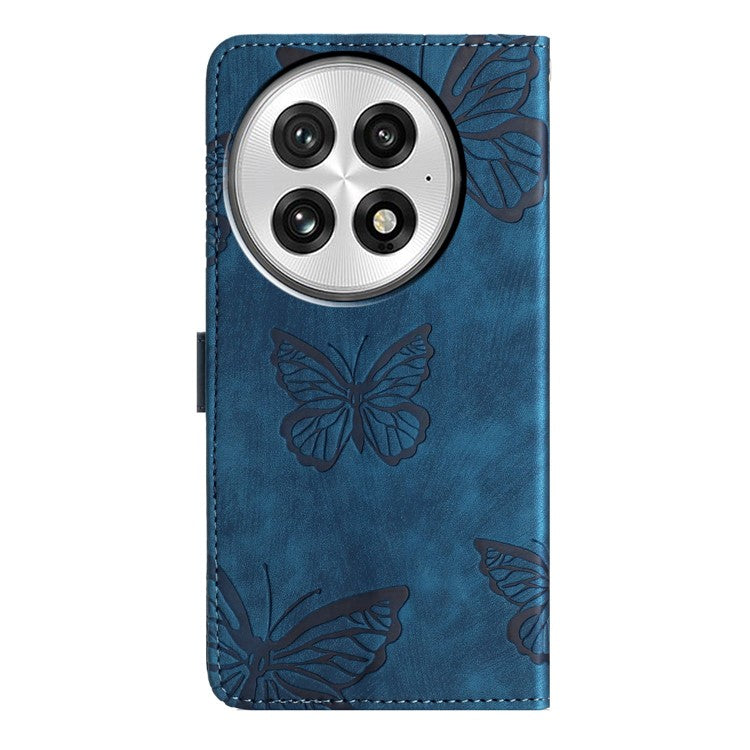 For OnePlus 13 Case Butterfly Design Flip Wallet Leather Phone Cover Skin-Touch - Blue