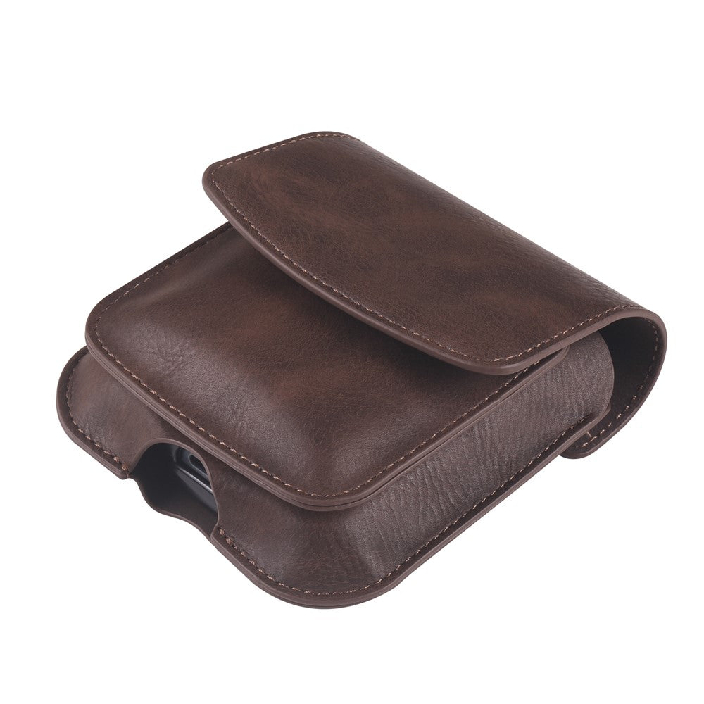 Foldable Waist Bag for Samsung Galaxy Z Flip7 FE 5G / Z Flip6 5G / AirPods 4 , Dual Compartment Compact Belt Pouch Phone Earbuds Holder - Coffee