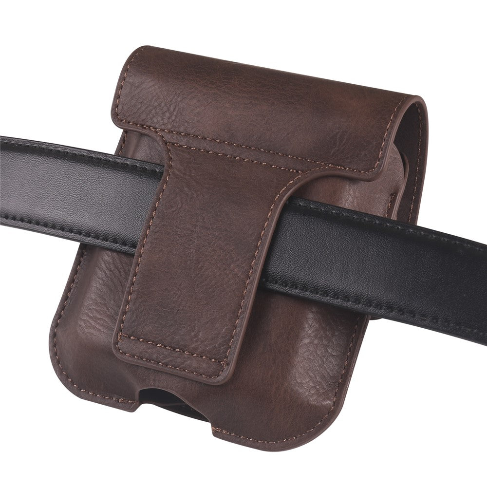 Foldable Waist Bag for Samsung Galaxy Z Flip7 FE 5G / Z Flip6 5G / AirPods 4 , Dual Compartment Compact Belt Pouch Phone Earbuds Holder - Coffee
