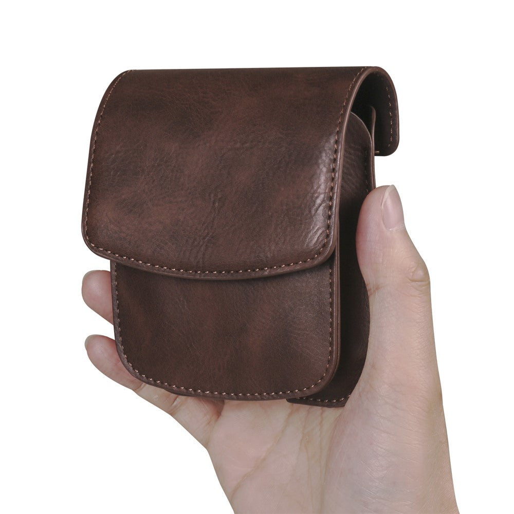 Foldable Waist Bag for Samsung Galaxy Z Flip7 FE 5G / Z Flip6 5G / AirPods 4 , Dual Compartment Compact Belt Pouch Phone Earbuds Holder - Coffee