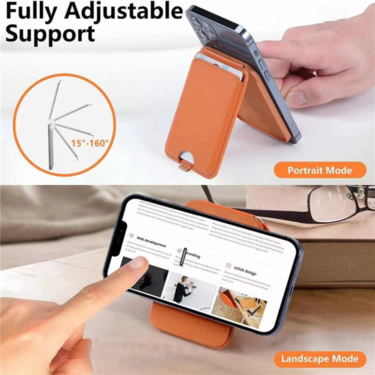 ILEX PACK Compatible with MagSafe Card Bag for Mobile Phone with Adjustable Kickstand - Black