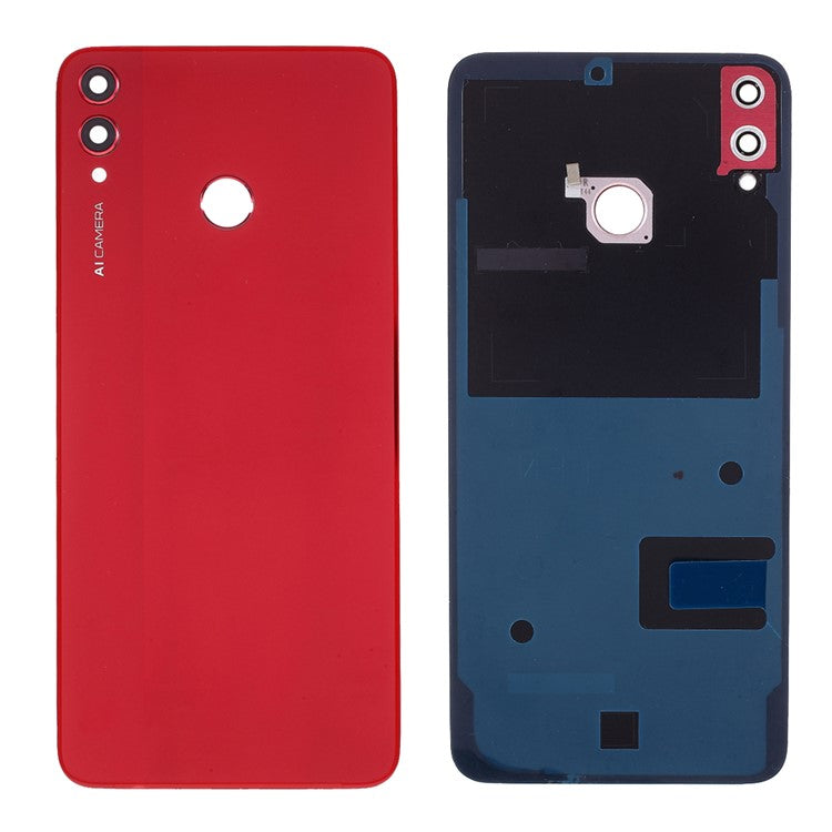 OEM Battery Cover with Adhesive Sticker + Camera Lens Ring Cover for Huawei Honor 8X - Red