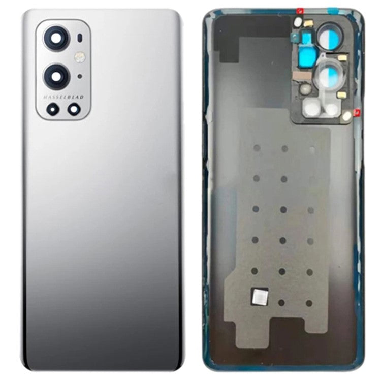 For OnePlus 9 Pro 5G OEM Battery Housing Cover Repair Part + Camera Lens Cover - Silver