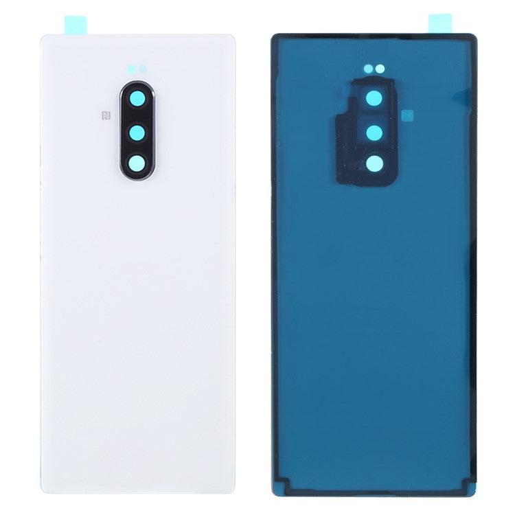 OEM Battery Back Cover Rear Door Housing Replacement with Camera Lens Ring Cover for Sony Xperia 1 / XZ4 - White