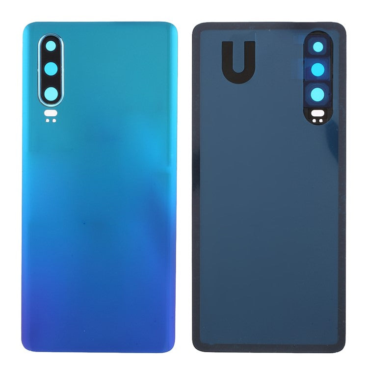 Battery Back Cover Rear Housing with Camera Lens Cover Part (without Logo) for Huawei P30 - Blue