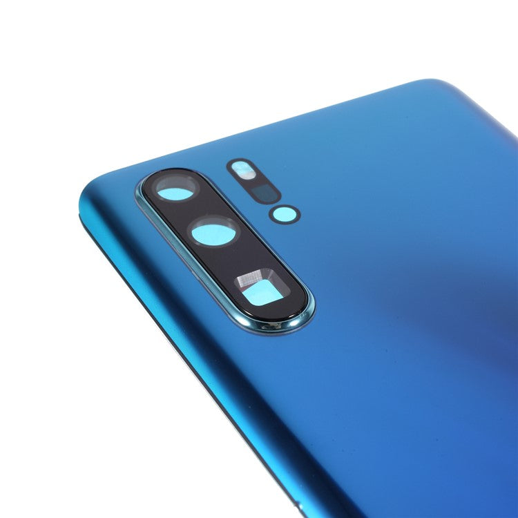 For Huawei P30 Pro Back Battery Housing Cover with Camera Ring Lens Cover Spare Part (without Logo) - Aurora Blue