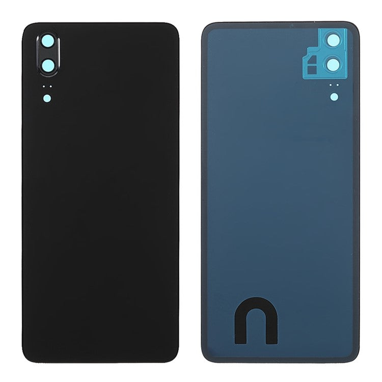 Battery Back Rear Cover Housing Door Replacement with Camera Ring Cover (without Logo) for Huawei P20 - Black
