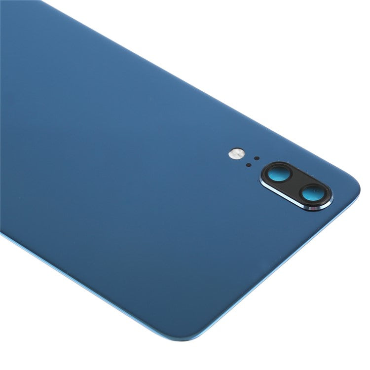 For Huawei P20 Back Battery Housing Cover with Camera Ring Lens Cover Replacement Part (without Logo) - Blue