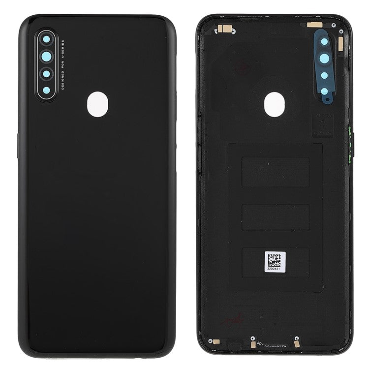 For Oppo A31 (2020) / A8 Battery Housing Back Cover with Camera Ring Lens Cover Replacement - Black