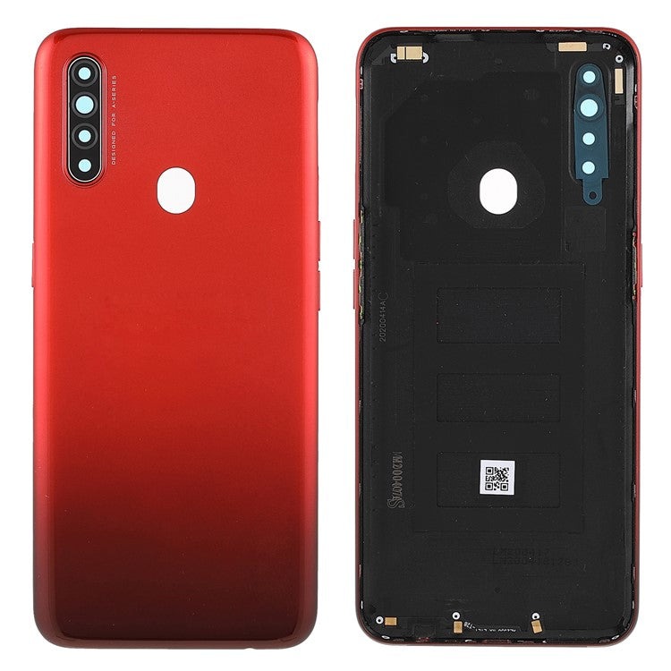 For Oppo A31 (2020) / A8 Battery Housing Back Cover with Camera Ring Lens Cover Replacement - Red
