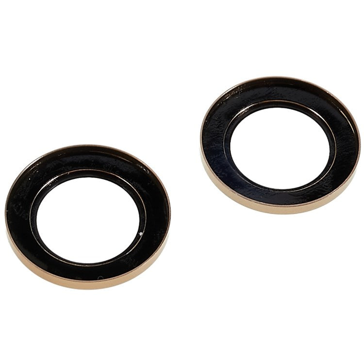 2Pcs / Set for iPhone 14 6.1 inch / 14 Plus 6.7 inch Glitter Rhinestone Camera Lens Protector Metal Ring Tempered Glass Lens Fim - Colorful Gold