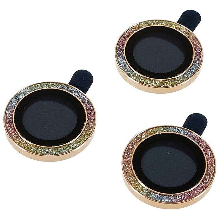 3Pcs / Set for iPhone 14 Pro 6.1 inch / 14 Pro Max 6.7 inch Rhinestone Camera Lens Protector Anti-scratch Tempered Glass Lens Cover - Colorful Gold