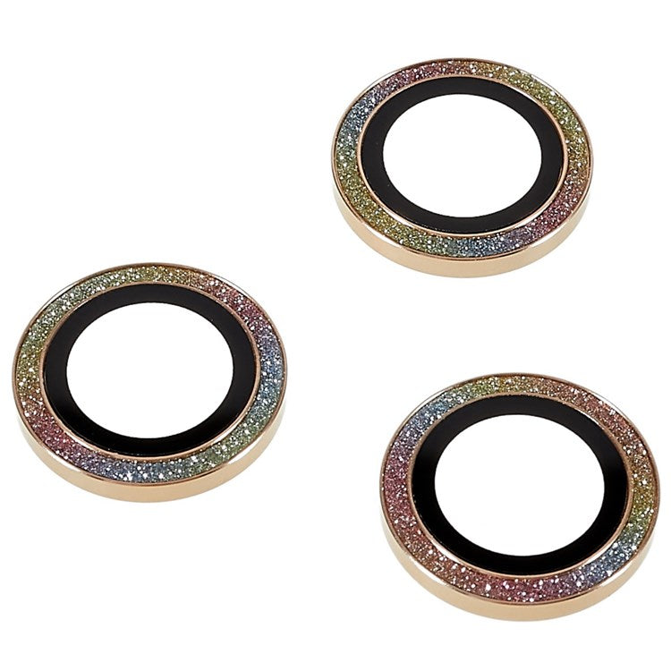 3Pcs / Set for iPhone 14 Pro 6.1 inch / 14 Pro Max 6.7 inch Rhinestone Camera Lens Protector Anti-scratch Tempered Glass Lens Cover - Colorful Gold
