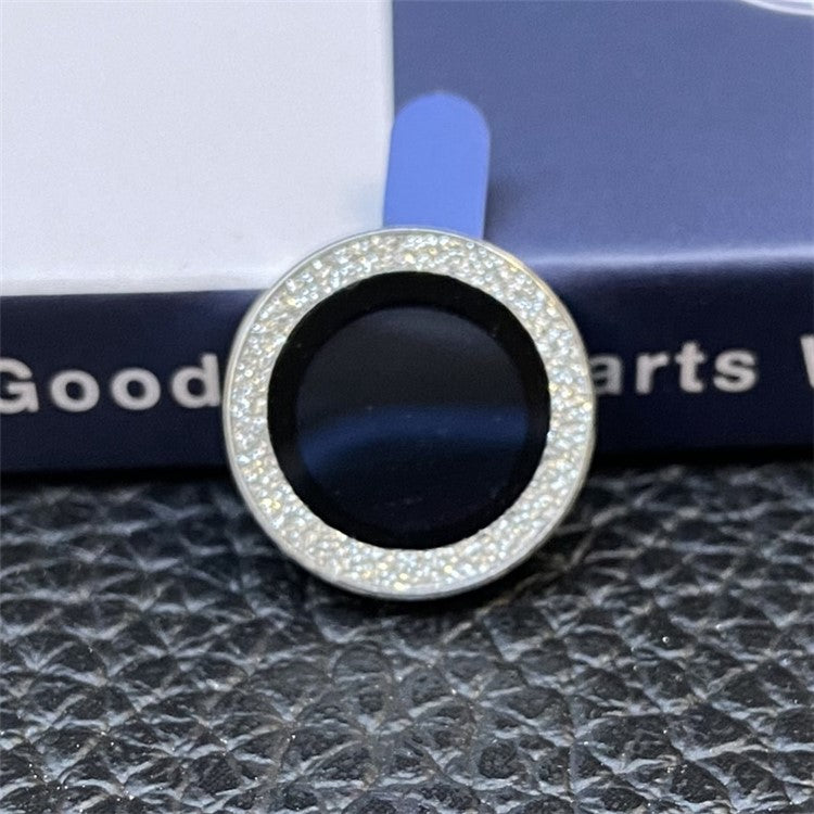 For iPhone 13 6.1 inch / 13 mini 2Pcs / Set Glitter Ring Design Anti-scratch Tempered Glass Camera Lens Protector Guard Film - Silver