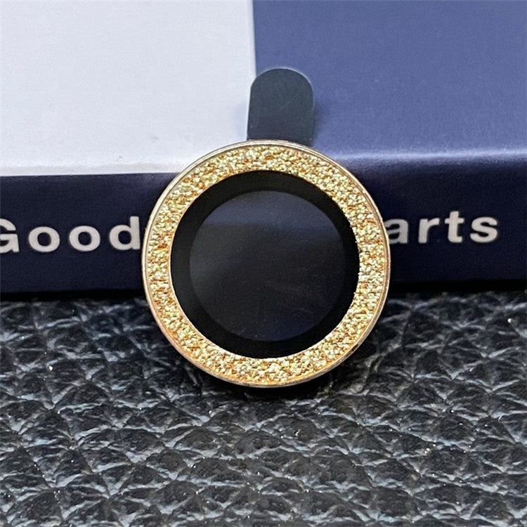 For iPhone 13 6.1 inch / 13 mini 2Pcs / Set Glitter Ring Design Anti-scratch Tempered Glass Camera Lens Protector Guard Film - Gold