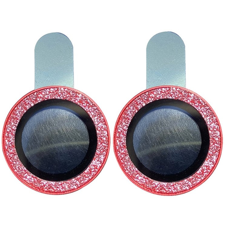 For iPhone 13 6.1 inch / 13 mini 2Pcs / Set Glitter Ring Design Anti-scratch Tempered Glass Camera Lens Protector Guard Film - Red