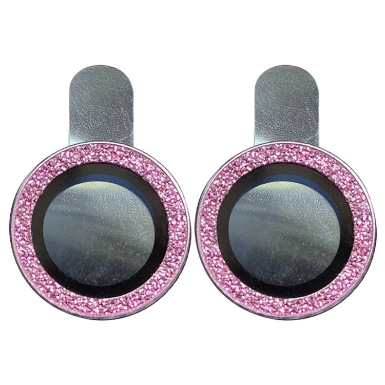 For iPhone 13 6.1 inch / 13 mini 2Pcs / Set Glitter Ring Design Anti-scratch Tempered Glass Camera Lens Protector Guard Film - Purple