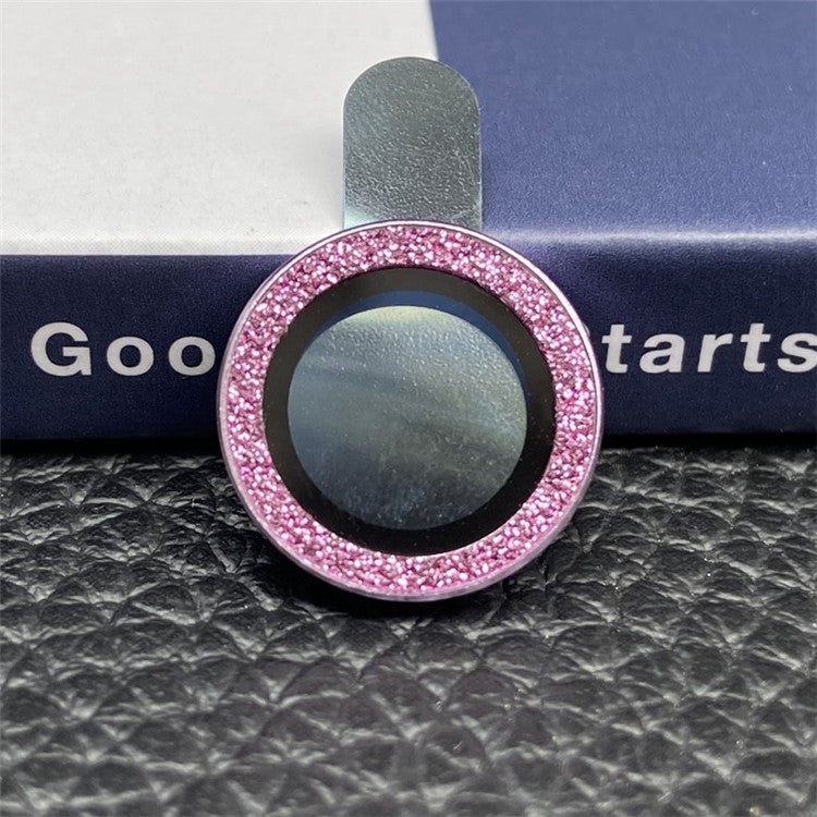For iPhone 13 6.1 inch / 13 mini 2Pcs / Set Glitter Ring Design Anti-scratch Tempered Glass Camera Lens Protector Guard Film - Purple
