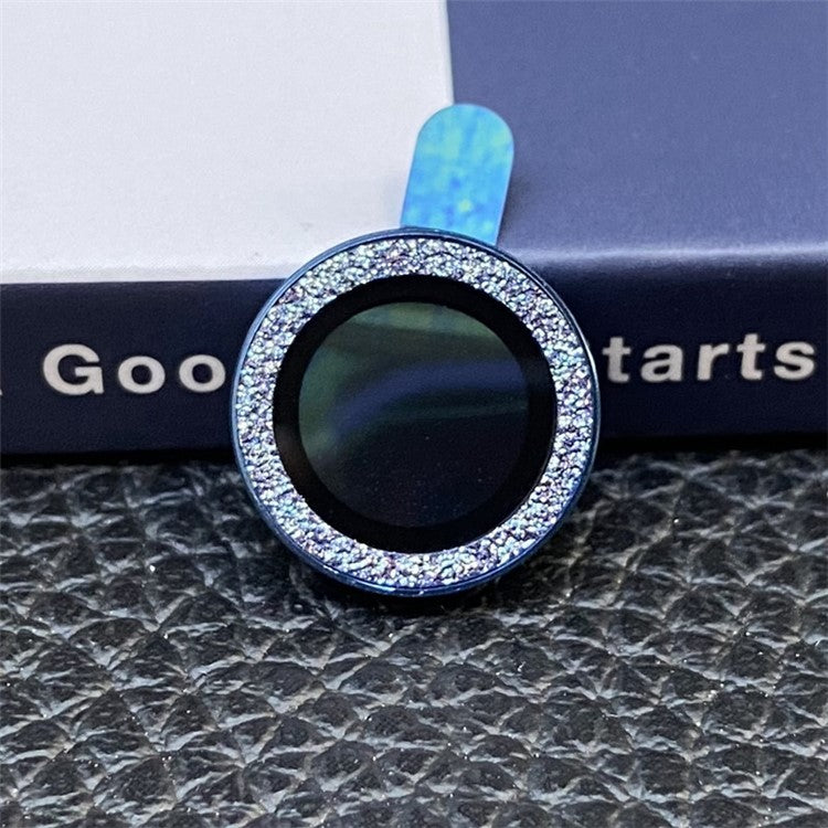 For iPhone 13 6.1 inch / 13 mini 2Pcs / Set Glitter Ring Design Anti-scratch Tempered Glass Camera Lens Protector Guard Film - Blue